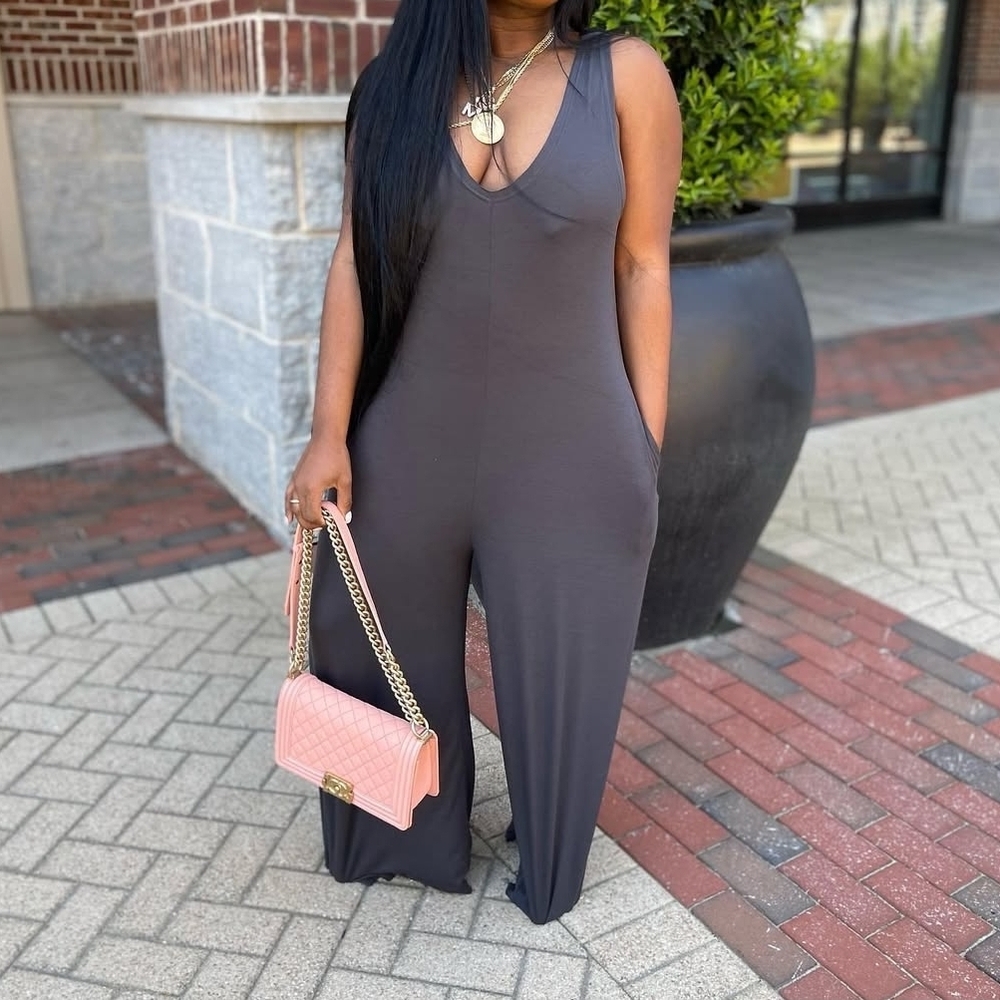 Gray Sleeveless Jumpsuit